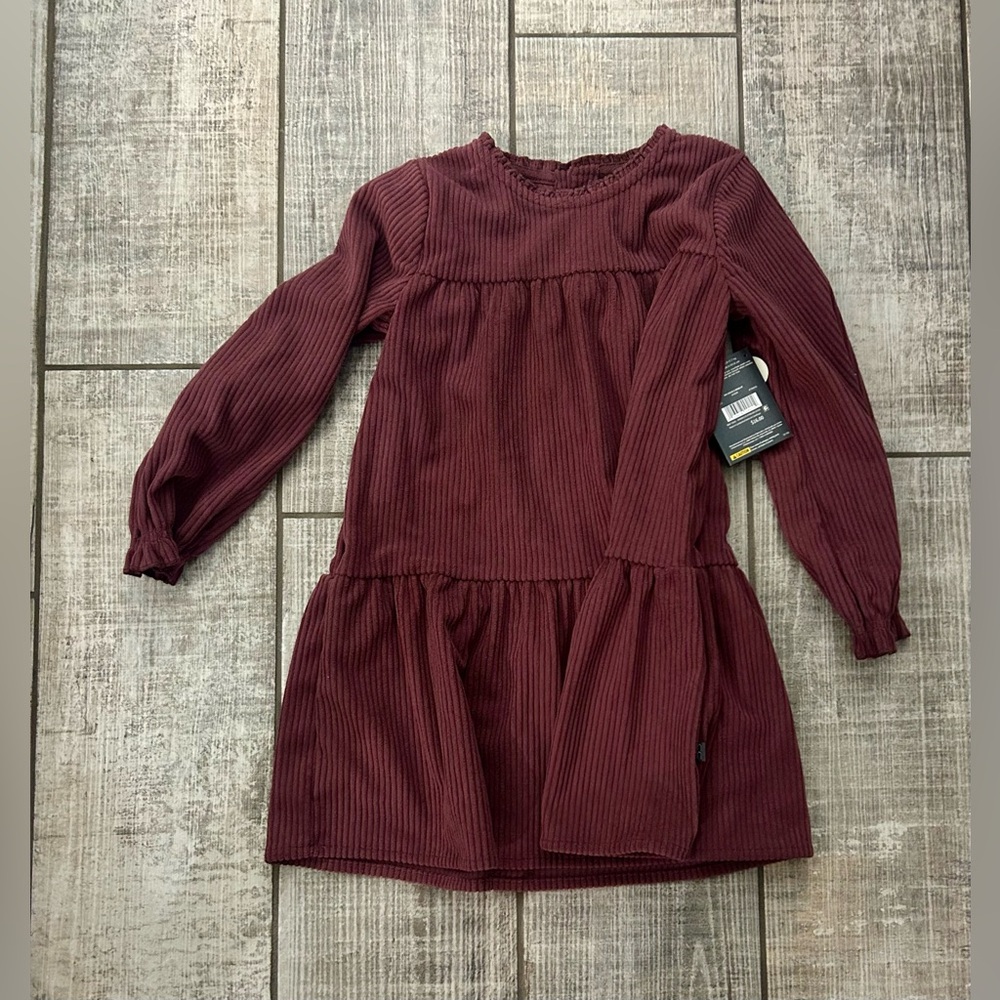 Elegant Maroon Modern Moments™ Gerber Corduroy Dress Long Sleeves NWT